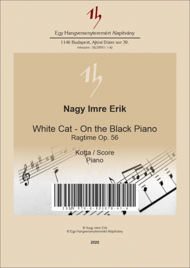 Fehér cica a fekete zongorán
